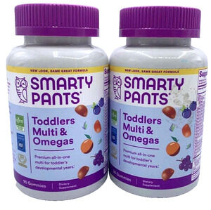 2 PK SmartyPants Toddler Multi & Omegas Multivitamin 90 Gummies EXP 04/26 Fruity